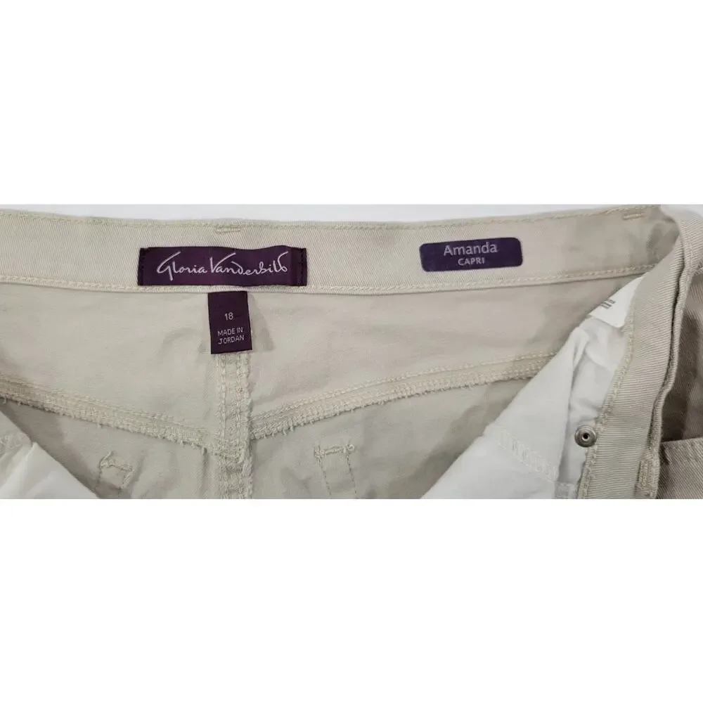 L0) Gloria Vanderbilt Amanda Capri Off-White Studded Denim Pants 18 Missy
